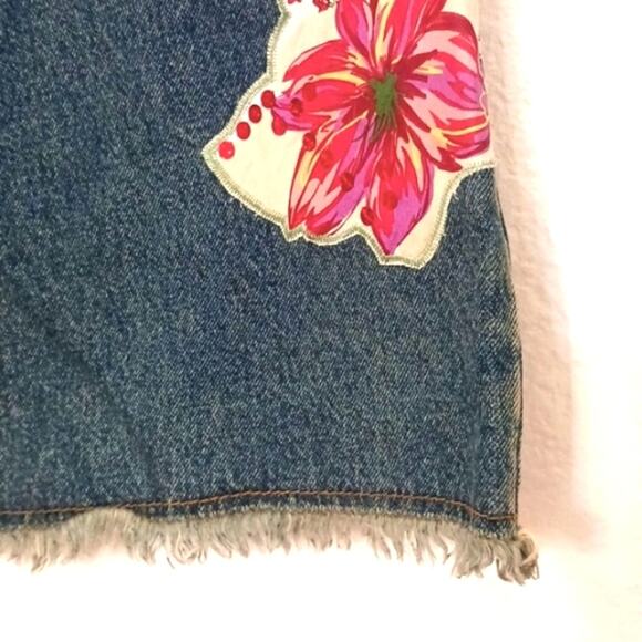 Thalia Sodi Jeans Womens Plus Sz 13 Blue Embroidered Sequins Flare Fringed Boho - Picture 4 of 16